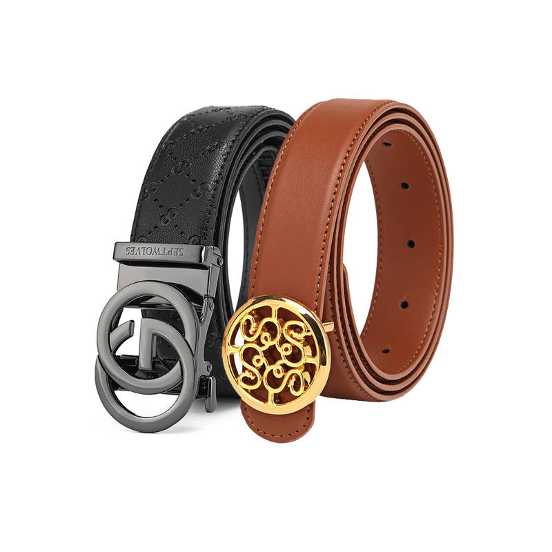 SEPTWOLVES SEPTWOLVES Alloy Split Cow Leather Belts Unisex
