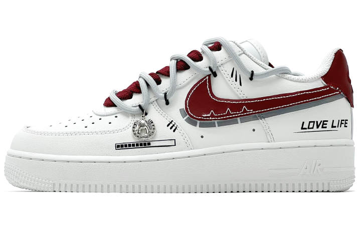 Nike Nike Air Force 1 Abrasion Resistant Low top Skateboard Shoes Men's White Red