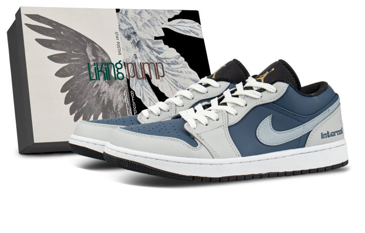 Jordan Jordan Multicolor Coverage Low top Skateboard Shoes Unisex Gray Blue