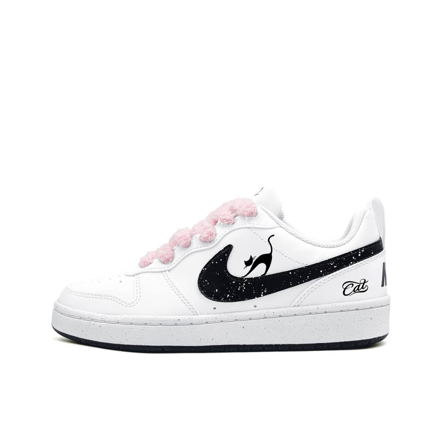 Nike Nike Court Borough Pink Fluffy Meowth Synthetic Leather Abrasion Resistant Abrasion Resistant Low top Skateboard Shoes