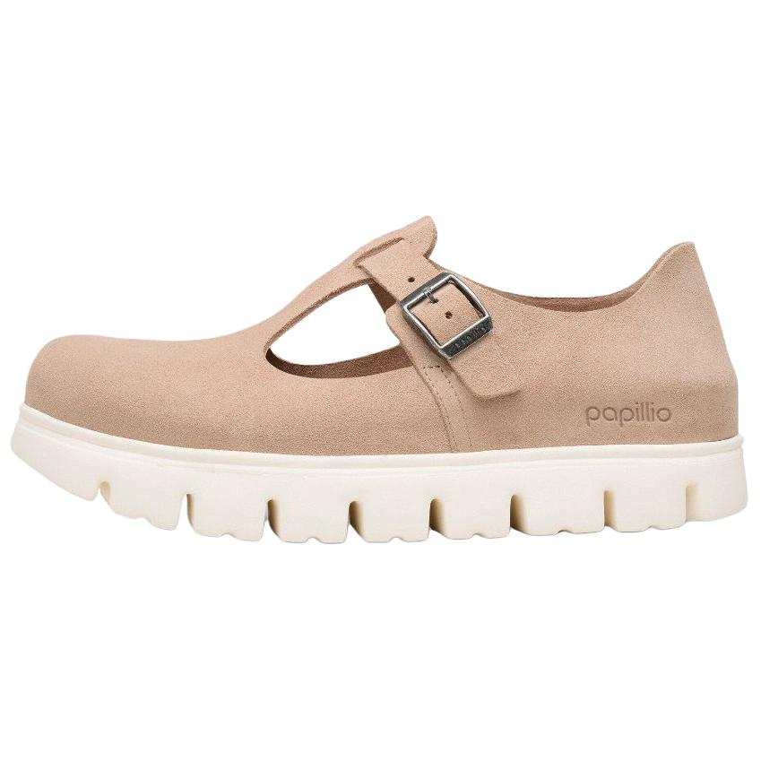 Birkenstock Papillio Suede Platform Mary Jane Shoes Women's Sand Narrow