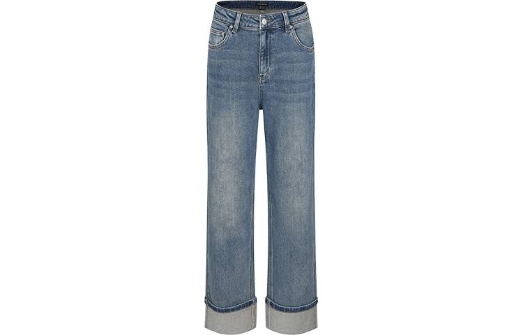 URBAN REVIVO Jeans Women's Blue Moderate Straight Fit Pants