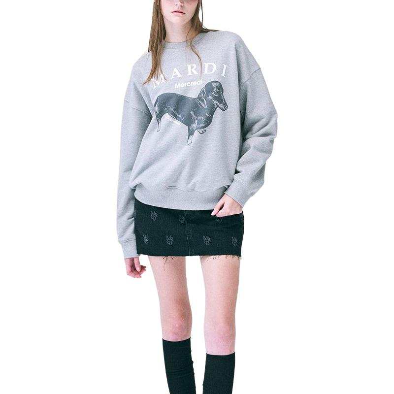 MARDI MERCREDI Dachshund Puppy FW24 SWEATSHIRT DDANJI_GREY WHITE Mardi Sweatshirt Women's Gray White
