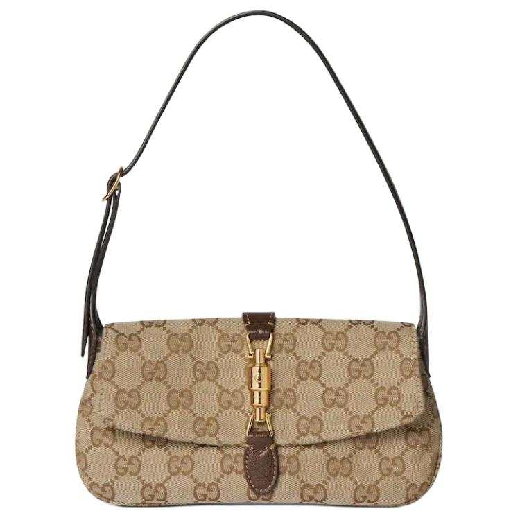 GUCCI Jackie GG Canvas Shoulder Bag Small Women's Sand