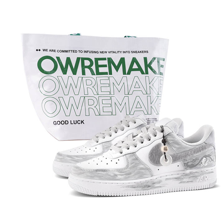Nike Nike Air Force 1 Low top Skateboard Shoes Men's Gray White