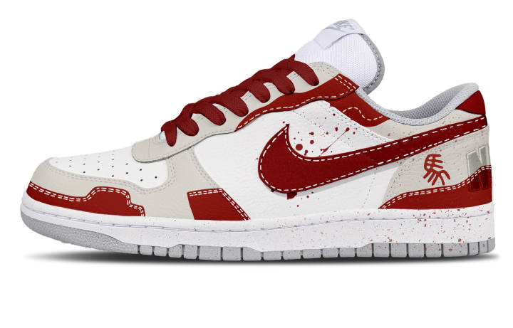 Nike Nike Leather Coverage Low top Skateboard Shoes Men's Beige Red