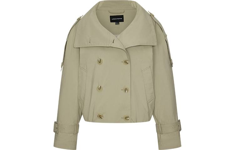 URBAN REVIVO Jackets Women's Khaki Stand Collar Thin Other