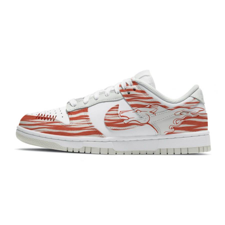 Nike Nike Dunk Red Mane Fierce Horse Pu Thermal Abrasion Resistant Low top Skateboard Shoes Unisex Gray Red