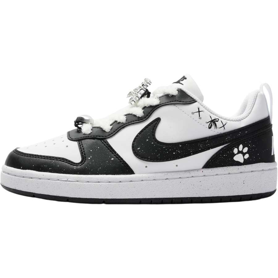 Nike Nike Court Borough Slip Resistant Abrasion Resistant Low top Kids' Skateboarding Shoes White Teenagers