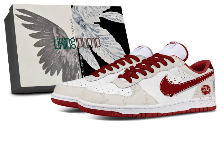 Nike Nike Leather Coverage Low top Skateboard Shoes Men's Beige Red