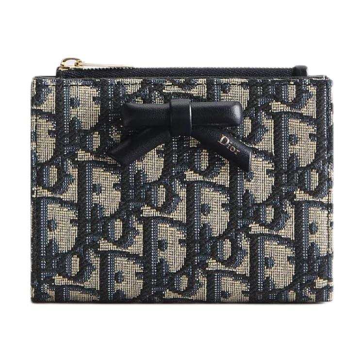 DIOR DIOR OBLIQUE Cotton Wallet Women's Blue