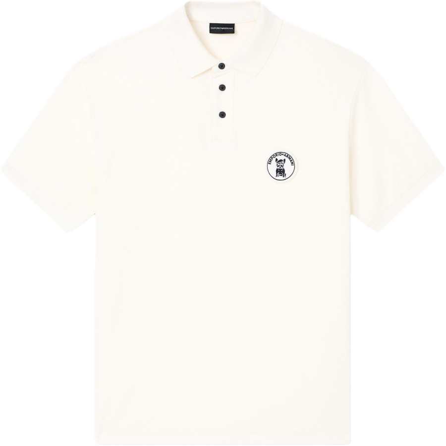 Emporio Armani Embroidered eagle stretch piqué polo shirt