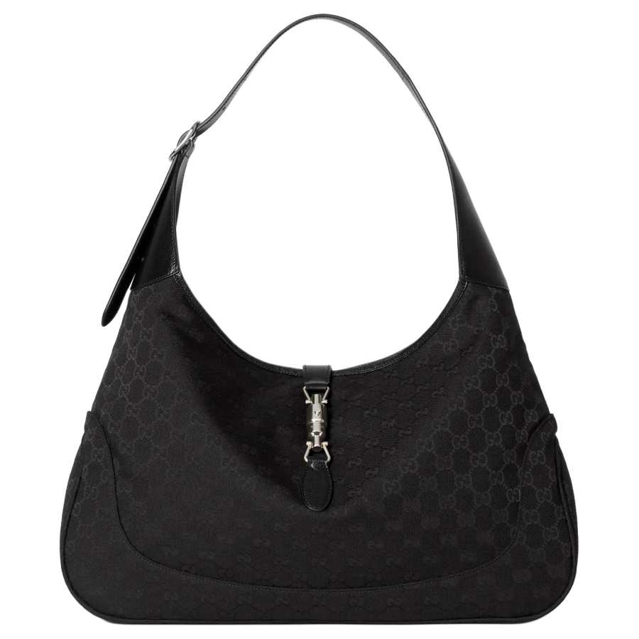 GUCCI Jackie 1961 Canvas Crossbody Handbag Large Unisex Black