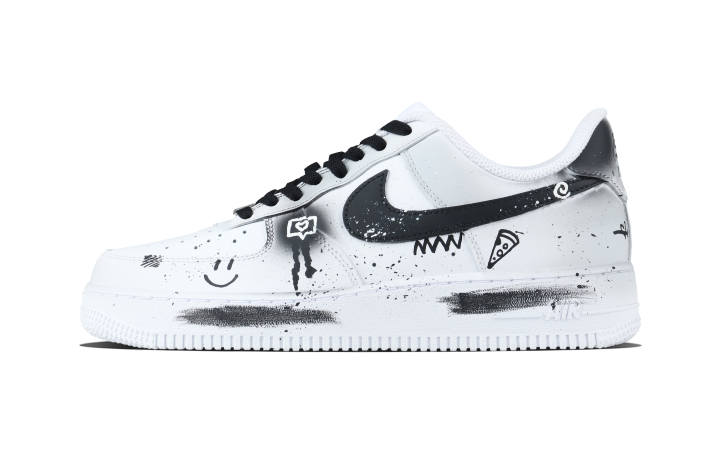 Nike Nike Air Force 1 Smiley Face Graffiti Cow Leather Abrasion Resistant Abrasion Resistant Low top Skateboard Shoes Unisex