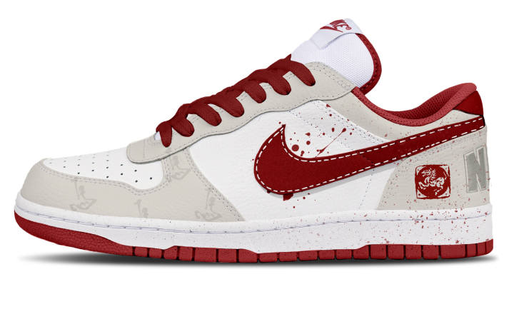 Nike Nike Leather Coverage Low top Skateboard Shoes Men's Beige Red