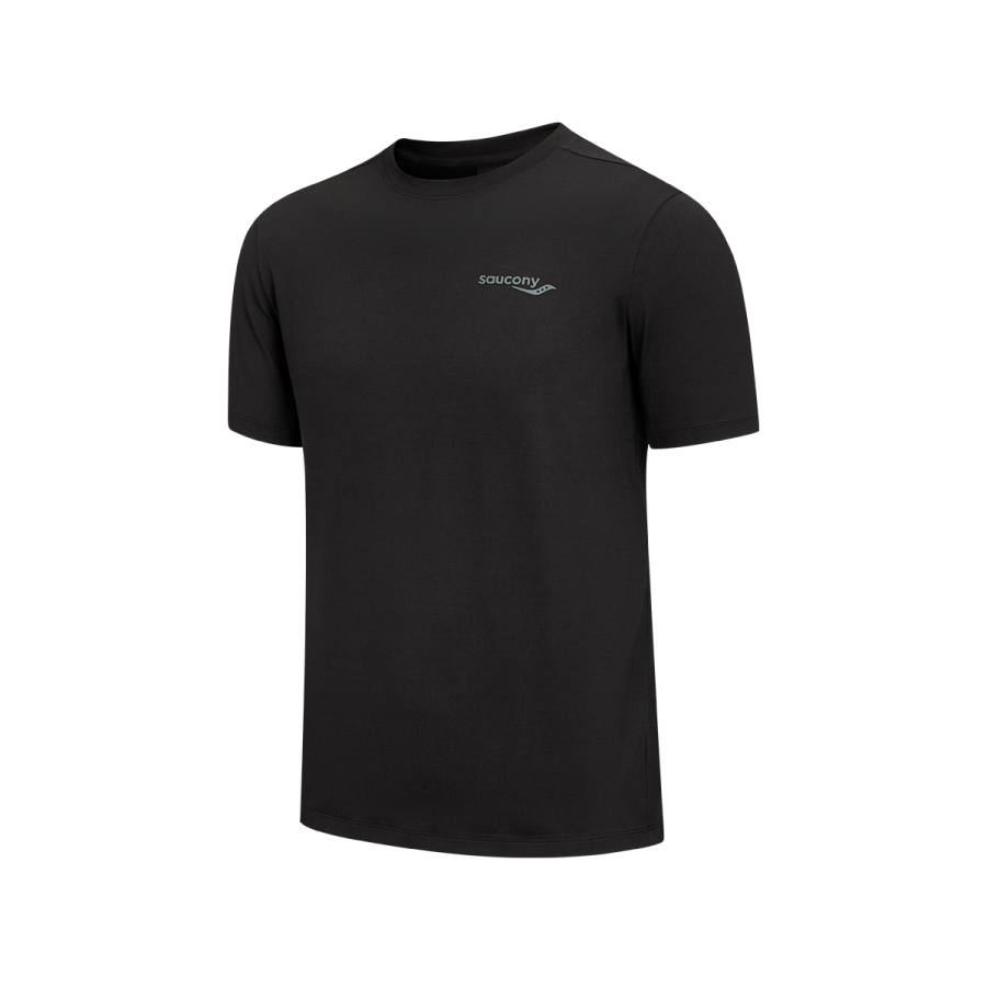 Saucony T Shirts Men's Jet Black Crew Neck Moderate