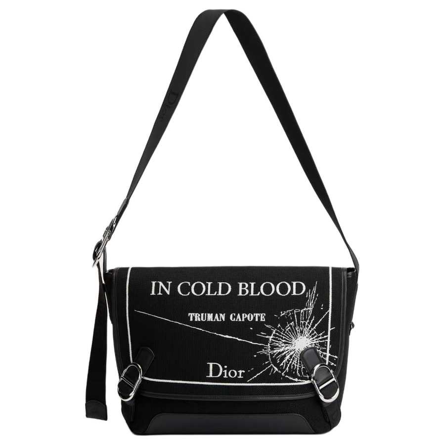 DIOR DIOR OBLIQUE Cotton Shoulder Bag Unisex Black & White