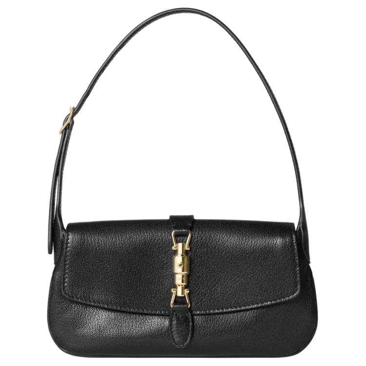 GUCCI Jackie Leather One Shoulder Handbag Mini Women's Black