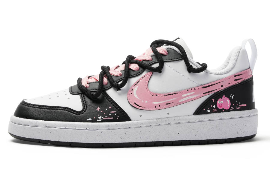 Nike Nike Court Borough Slip Resistant Abrasion Resistant Low top Kids' Skateboarding Shoes Black Pink Teenagers