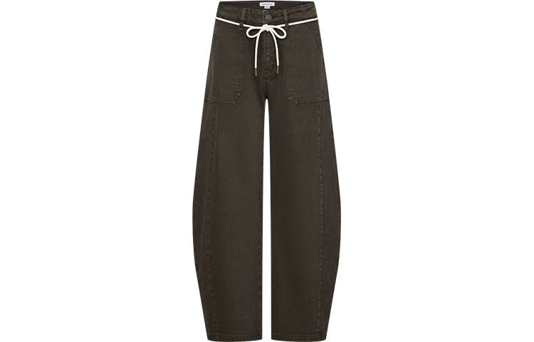 URBAN REVIVO Jeans Women's Dark Coffee Brown Moderate Straight Fit Pants