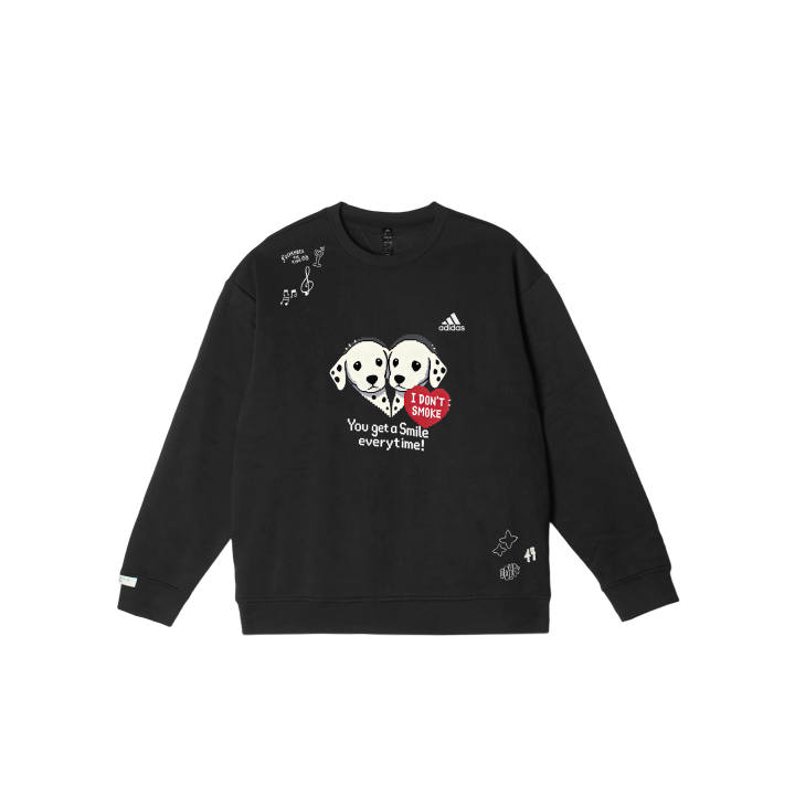 Adidas Adidas LABEL Sweatshirts Unisex Black Crew Neck Moderate Regular
