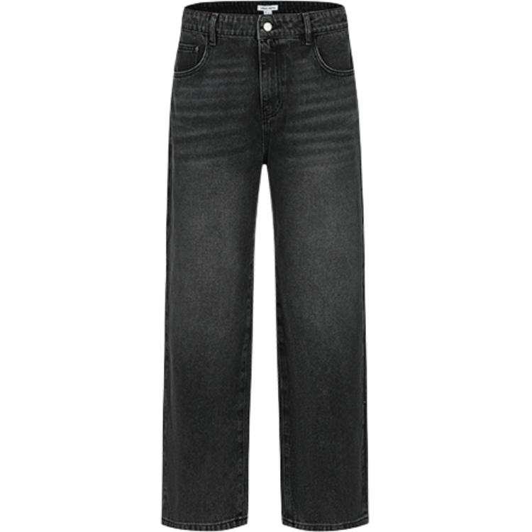 URBAN REVIVO Jeans Men's Jet Black Moderate Straight Fit Pants