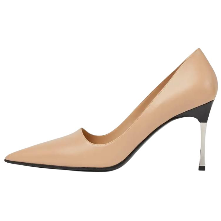 GUCCI Bombshell Leather Slim Heel High Heels 8.5cm Women's Beige