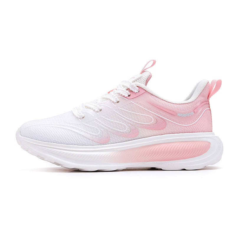 Warrior Cushioning Height Increasing Abrasion Resistant Lightweight Low top Running Shoes Women's White Pink