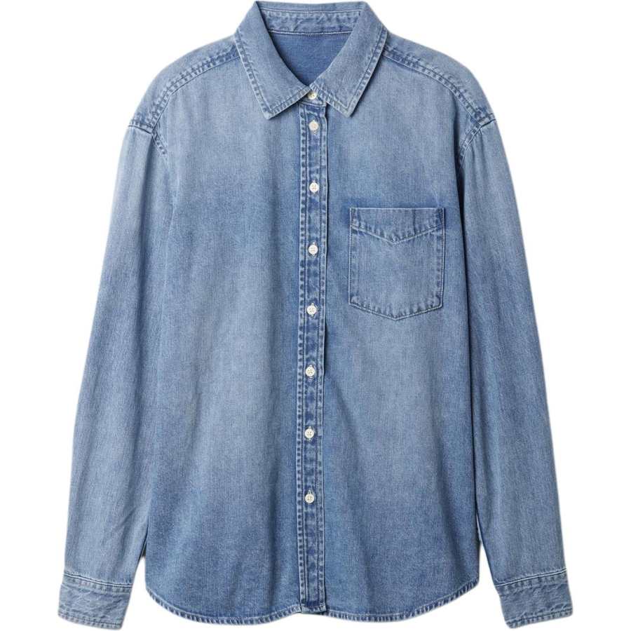 GAP Denim Shirts Women's Medium Washed Lapel Moderate Denim