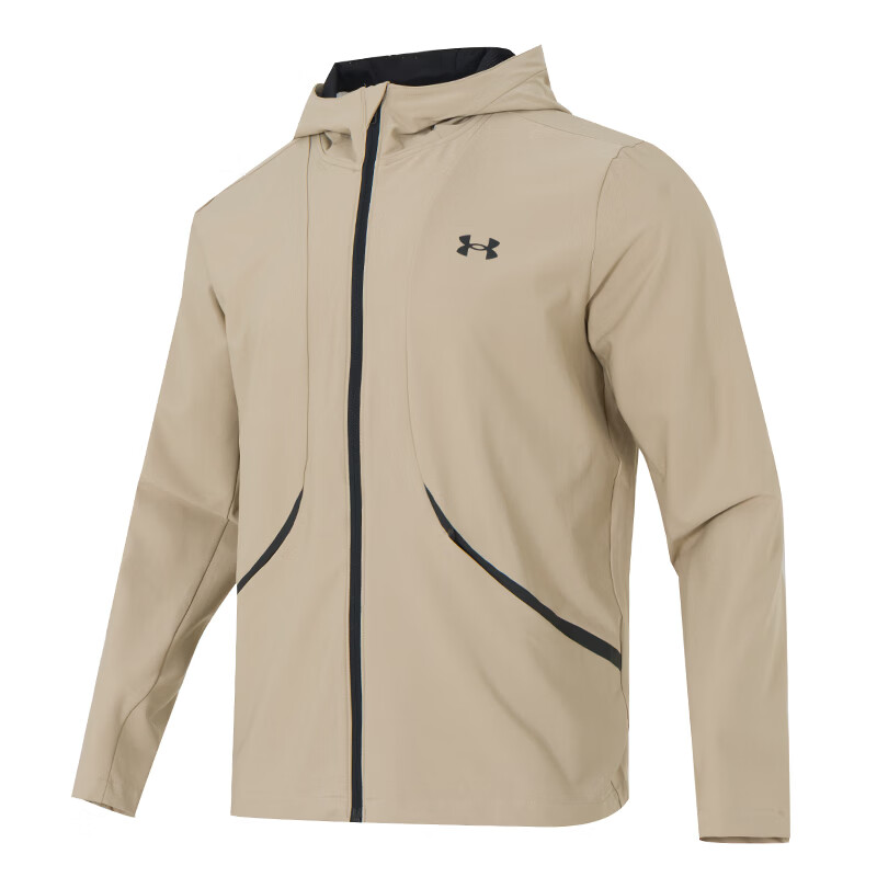 Under Armour Jackets Men's Light Khaki Hooded Non Detachable Moderate
