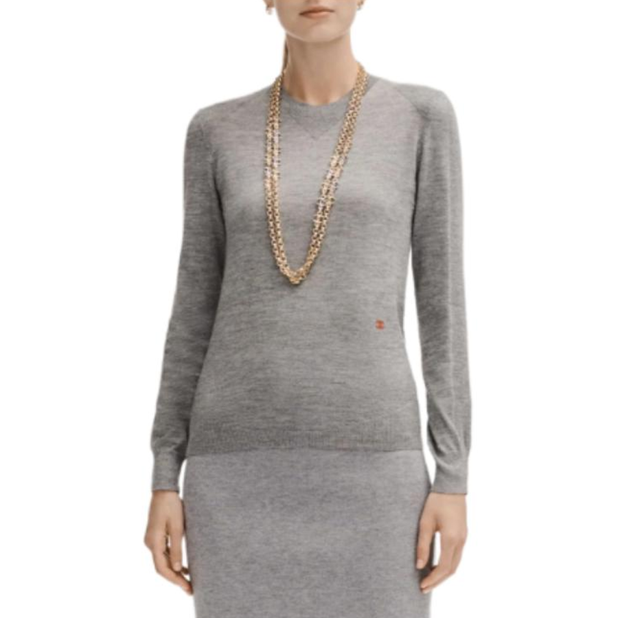 CHANEL T Shirts Women's Gray Crew Neck Moderate