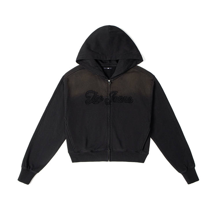 Lee Sweatshirts Women's Black Hooded Moderate Cardigan