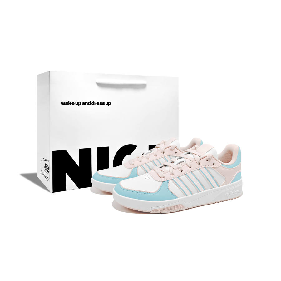 Adidas Adidas COURTBEAT Ice Blue Pink Mist, Sweet Sister, Cute, Good Looking, Fashion Trend, Girlish Style Synthetic Leather