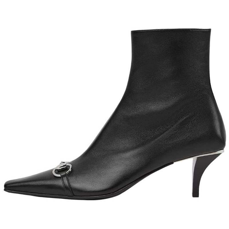 GUCCI Vittoria Leather Ankle Boots 5.5cm Women's Black