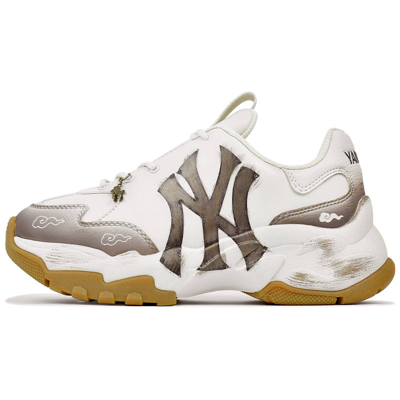 MLB Big Ball Chunky Abrasion Resistant Low top Chunky Sneakers Unisex Beige Brown