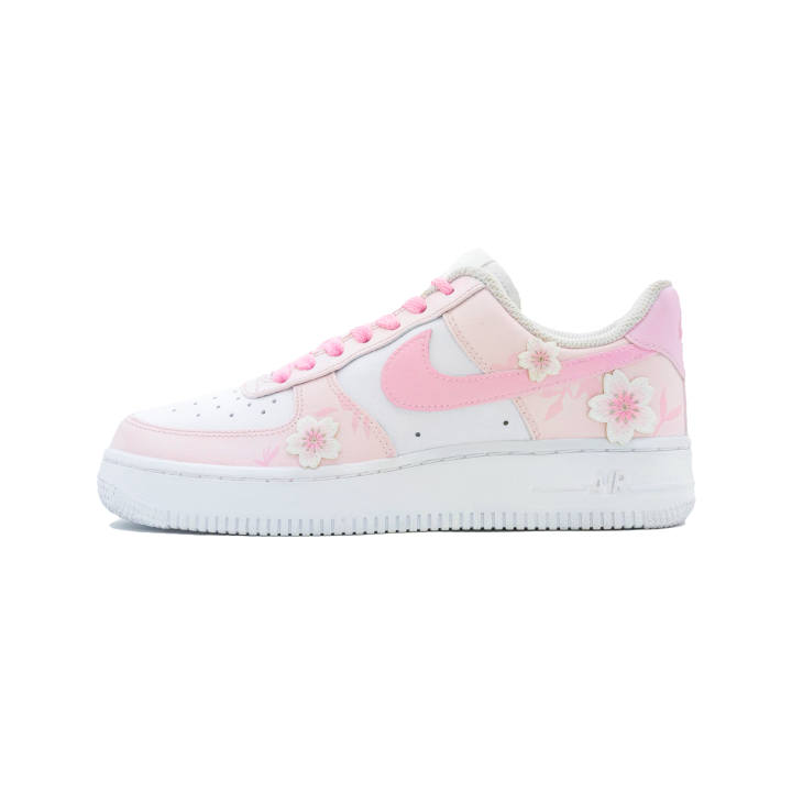 Nike Nike Air Force 1 Cherry Blossom Cow Leather Abrasion Resistant Height Increasing Low top Skateboard Shoes Unisex Pink