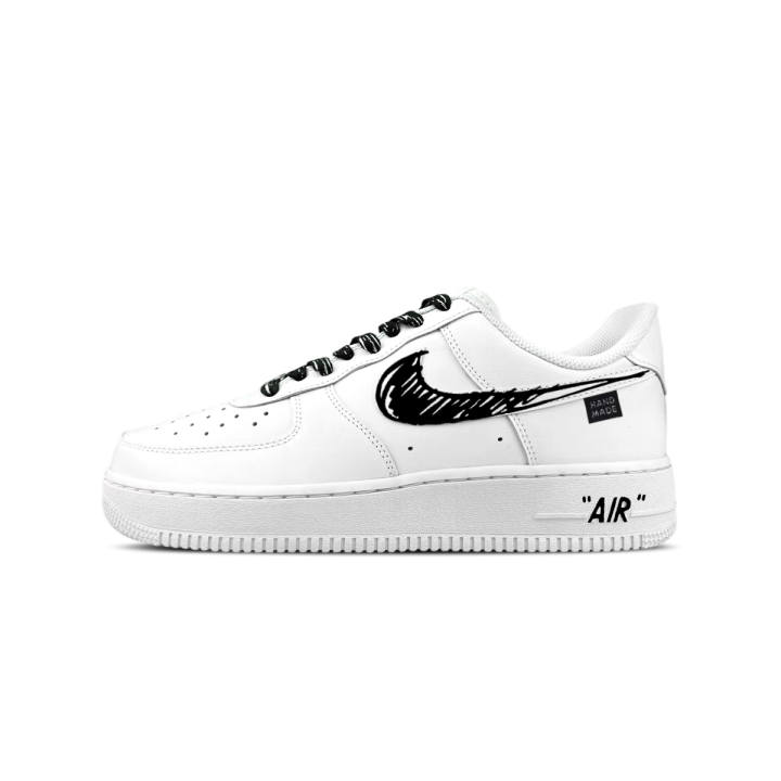 Nike Nike Air Force1 Shadow Abrasion Resistant Abrasion Resistant Low top Skateboard Shoes Unisex Black White
