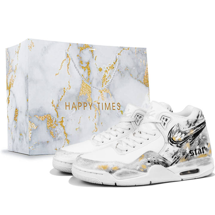 Nike Nike Flight Legacy Light Trail, Box, Future Feel, Distressed Style, Blended, Gold Foil Distressed, Design Aesthetic