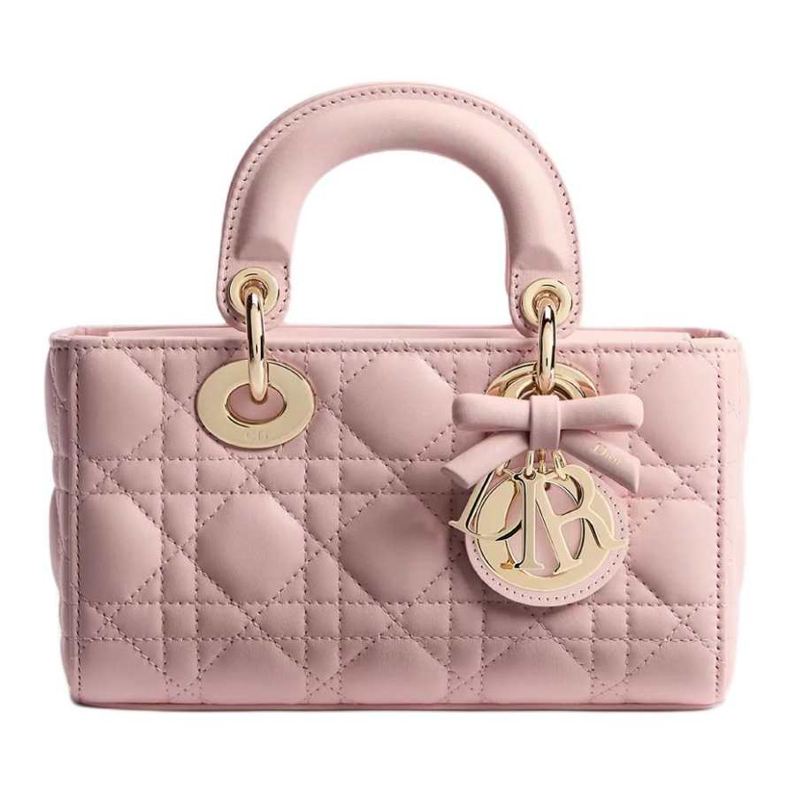 DIOR Lady D Joy Sheepskin Handbag Mini Women's Light Soft Pink
