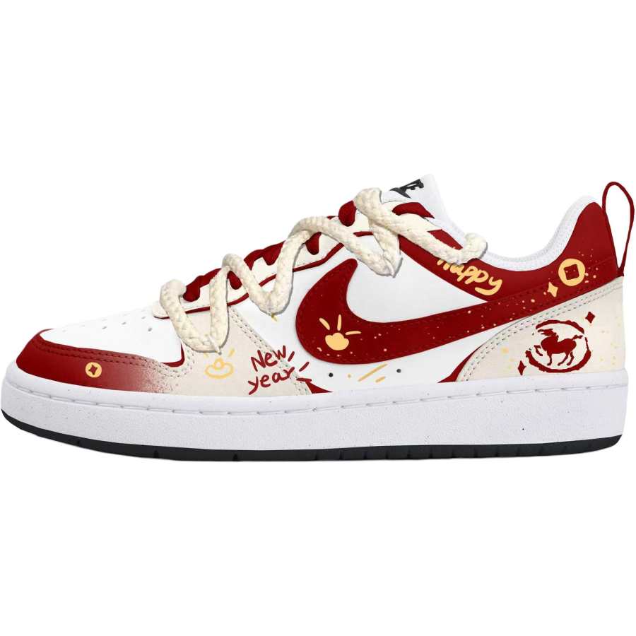 Nike Nike Court Borough Low top Kids' Skateboarding Shoes White Red Teenagers