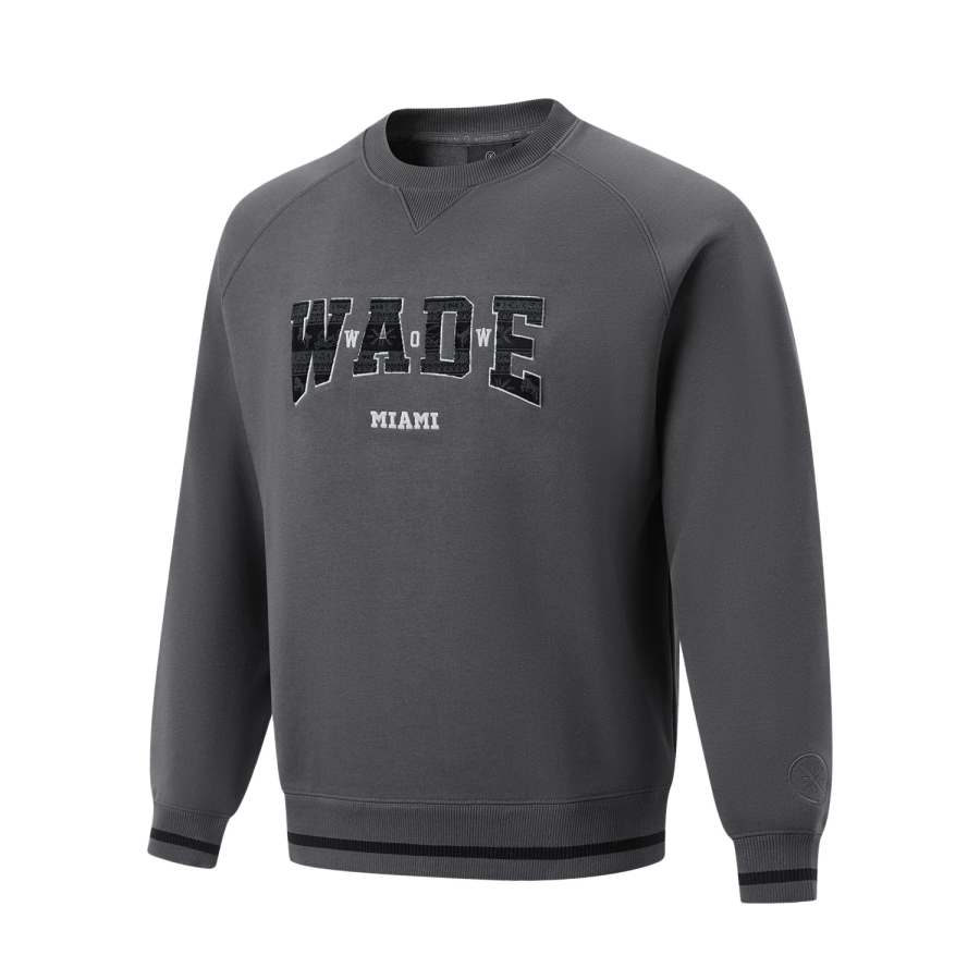Li-Ning Li Ning Sweatshirts Men's Black Pine Gray Crew Neck Moderate Regular