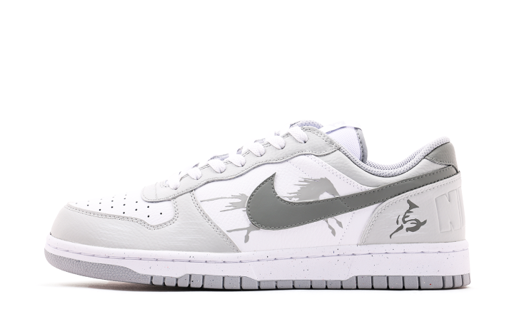 Nike Nike Big Leather Wrapping, Wear Resistant And Non Slip Low top Skateboard Shoes Unisex Gray White