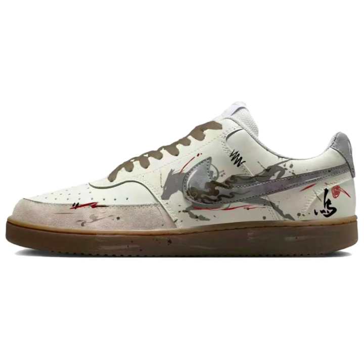 Nike Nike Court Vision Leather Abrasion Resistant Slip Resistant Low top Skateboard Shoes Men's Gray