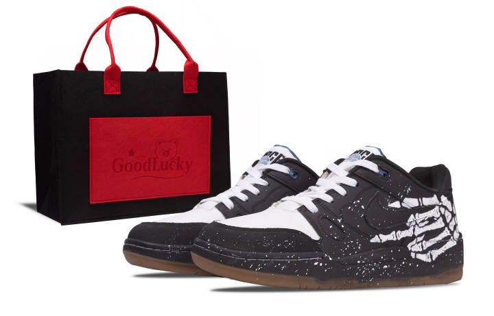 Nike Nike Full Force Skeleton Finger, Shopping Bag Slip Resistant Low top Skateboard Shoes Men's Black White