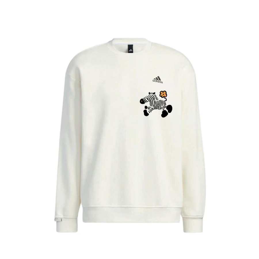 Adidas Adidas LABEL Zebra Journey Individual Cute Print Crew Neck Pullover Long Sleeved Fleece Lined Sweatshirt Unisex