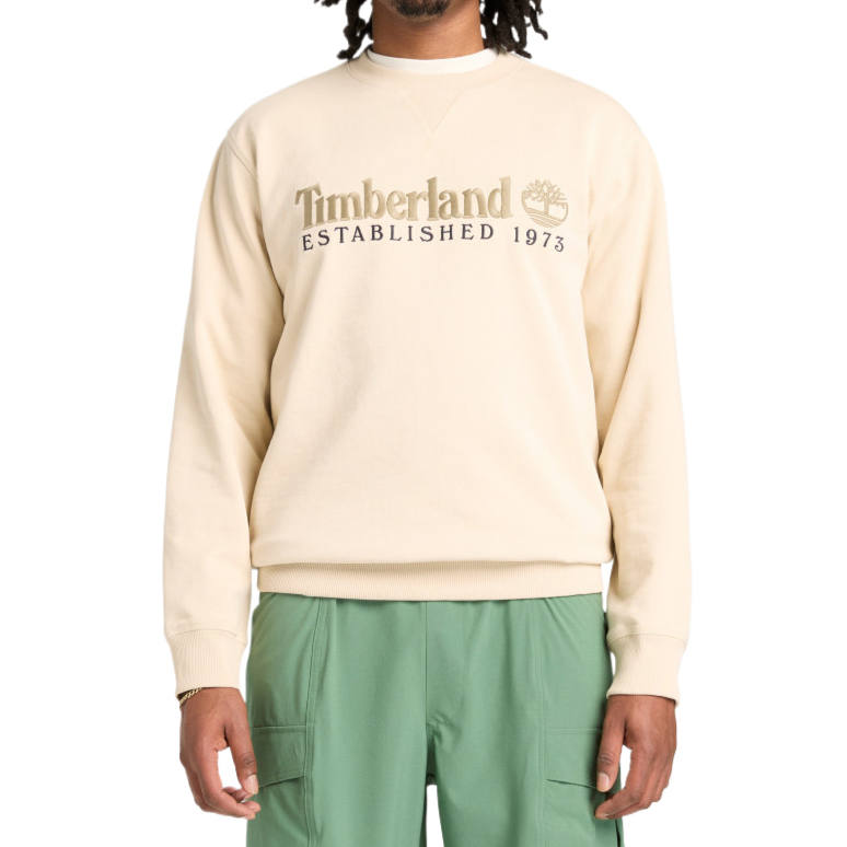 Timberland Sweatshirts Men's Light Khaki Crew Neck Moderate Regular