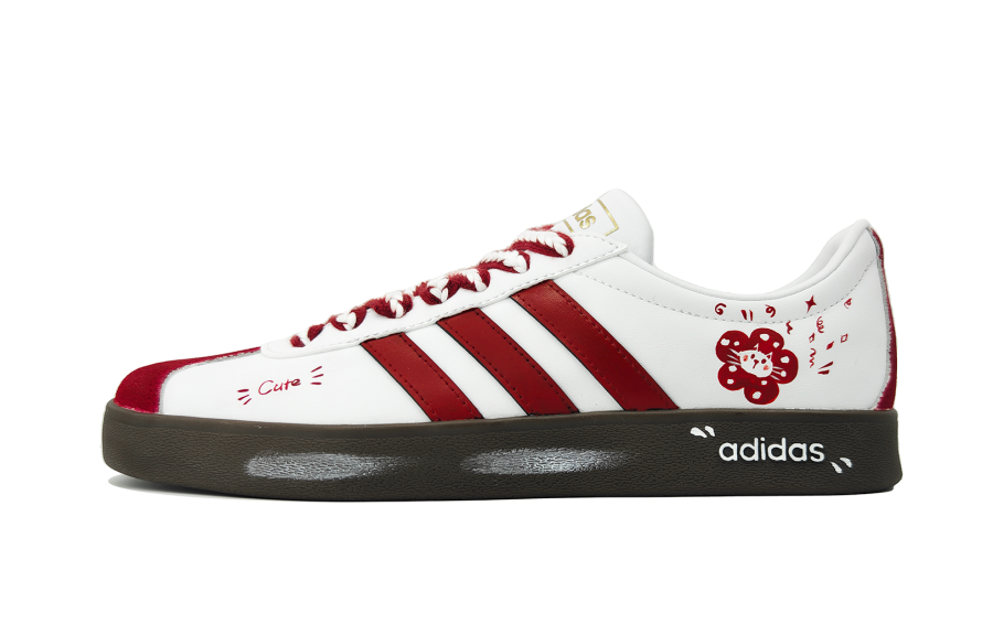 Adidas Adidas Vl Court Classic Abrasion Resistant Slip Resistant Low top Skateboard Shoes Women's Red