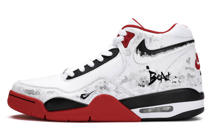 Nike Nike Flight Legacy Height Increasing Support Abrasion Resistant Mid top Vintage Basketball Shoes Men's White Red