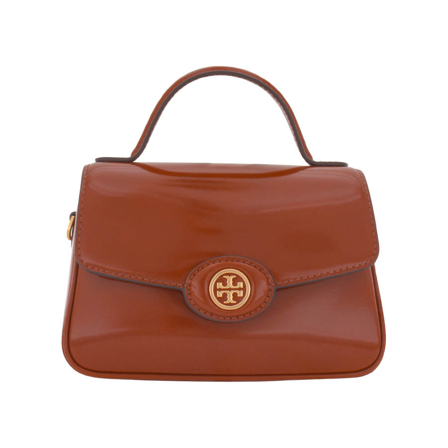 TORY BURCH TORY BURCH Robinson Spazzolato Small Top Handle Dark Sienna