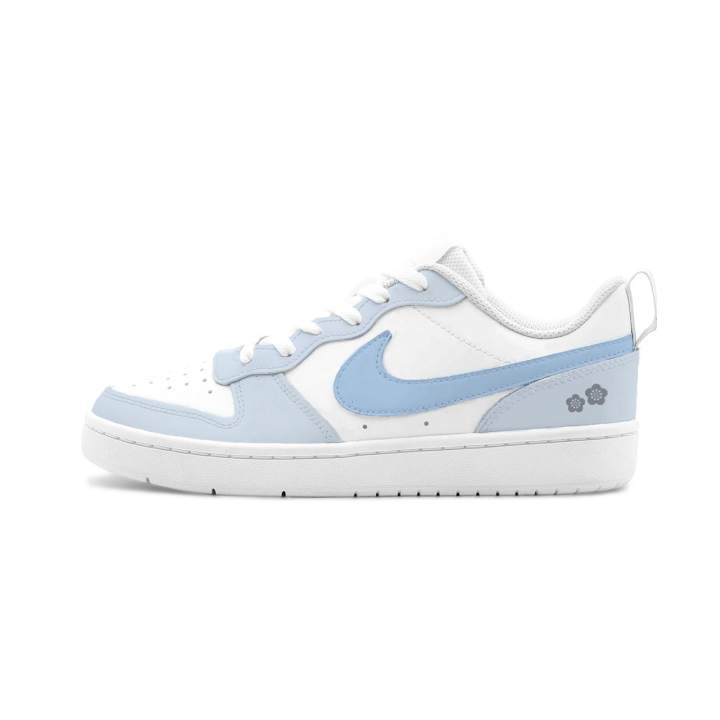 Nike Nike Court Borough 2 Glacier Blue Tone Leather Cushioning Abrasion Resistant Slip Resistant Low top Skateboard Shoes